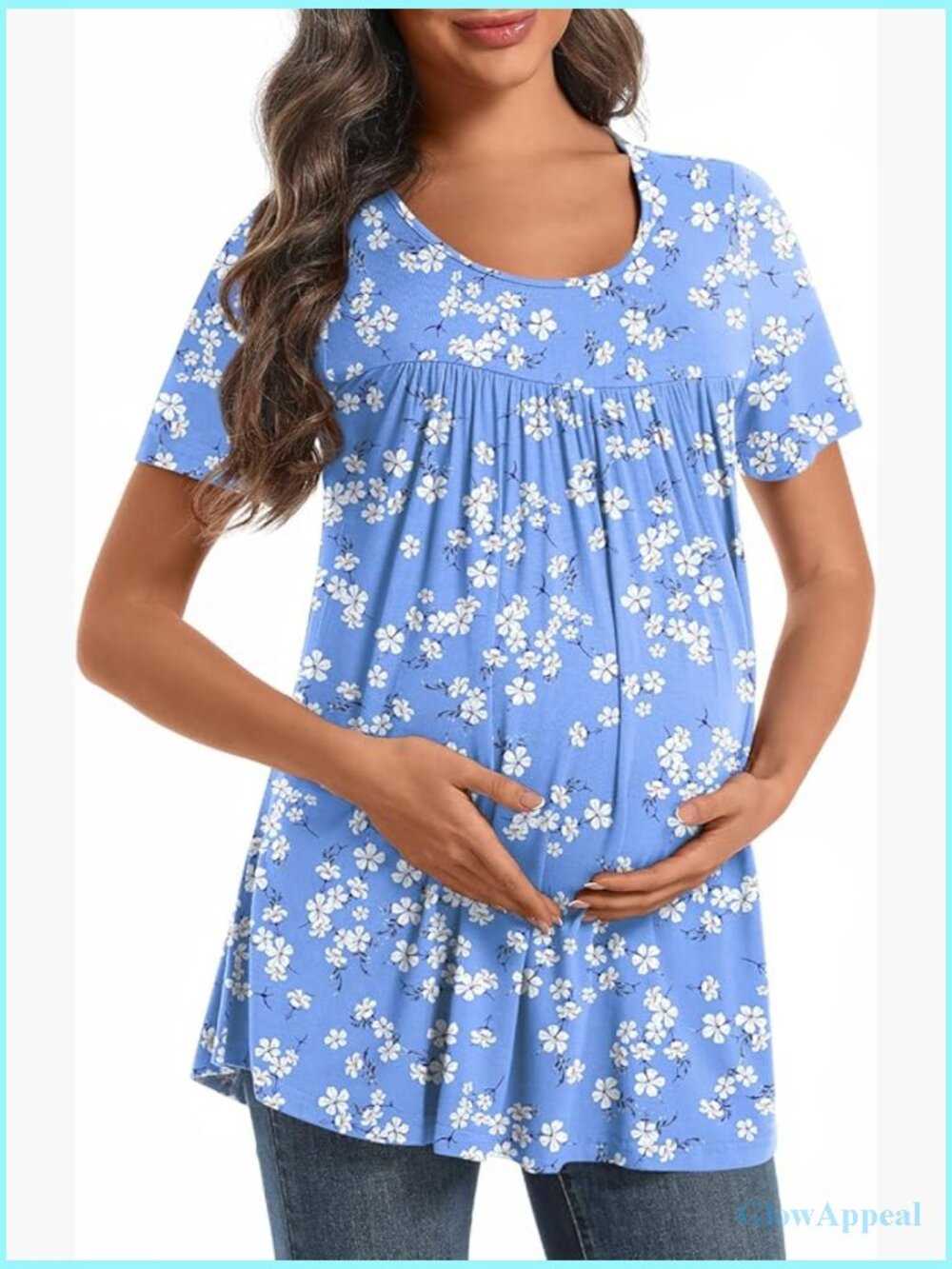 Women's Maternity Short Sleeve Tunic Tops Casual Round Neck Blouses